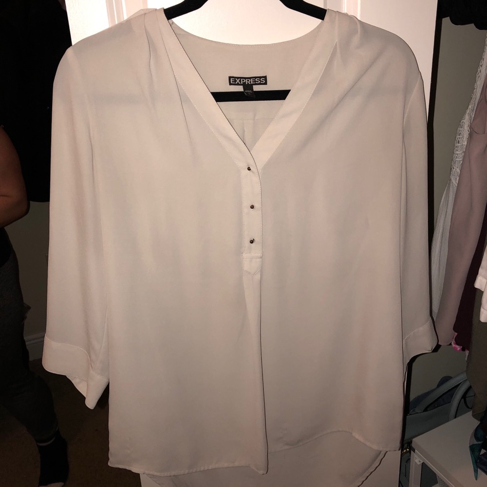 Express Blouse Gray w/ gold buttons down front